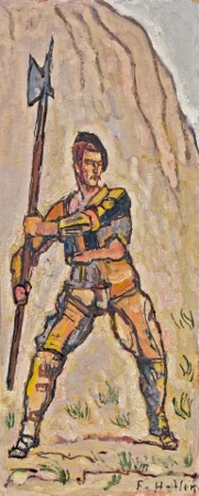 Krieger mit Hellebarde aus Der Rückzug von Marignano, um 1913