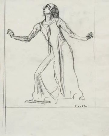 Ausschreitende Figur mit ausgebreiteten Armen, Studie zu Floraison, um 1913