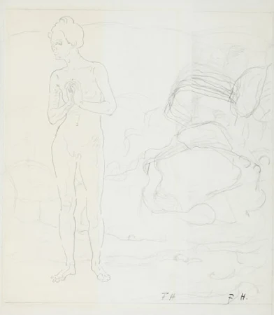 Weib am Bergbach, Studie. Um 1906.