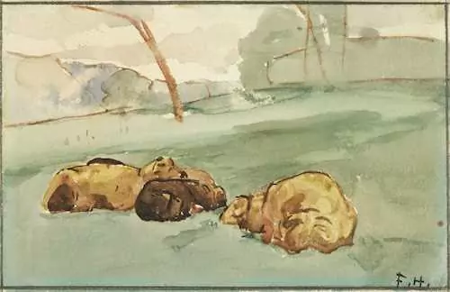 FERDINAND HODLER — Sheep in Villalba. 1879. — Koller Auktionen