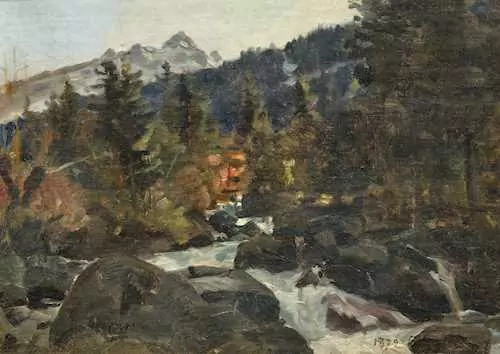 FERDINAND HODLER — Mountain stream in the Bernese Oberland. 1872. — Koller Auktionen
