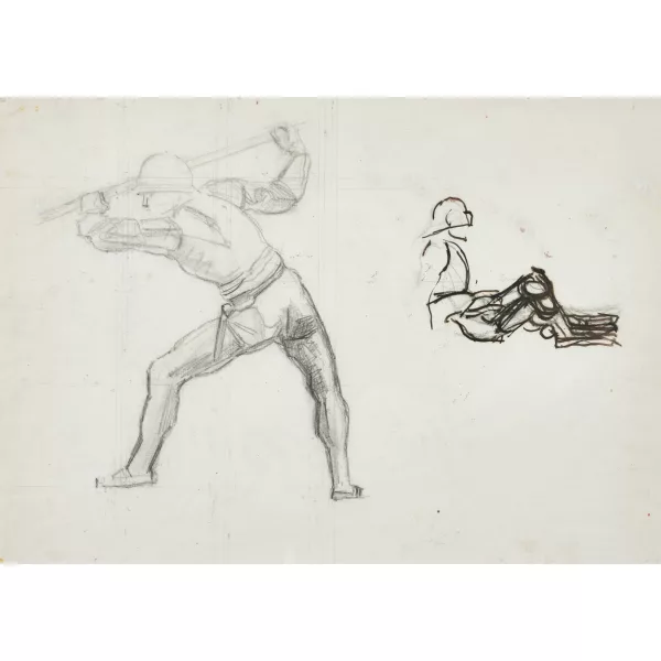 Ferdinand Hodler — Zwei Figurenstudien zu "Schlacht bei Murten".