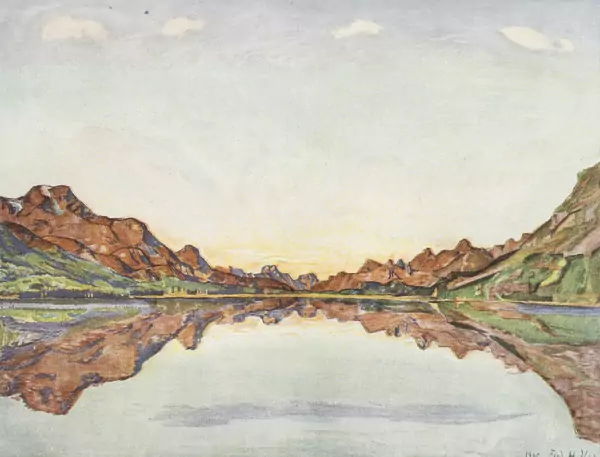 Ferdinand HODLER (1853-1918), "Lac de montagne" reproduction couleur — DognyAuction