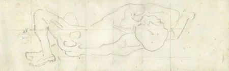 Liegender männlicher Akt, Figurenskizze zu "Die Liebe". 1907/08.