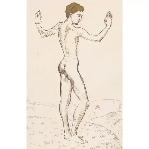 Nackter Jüngling in weiter Landschaft