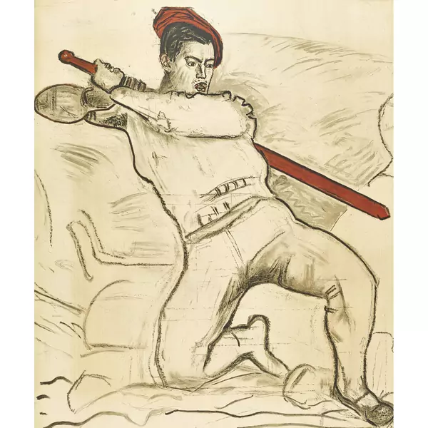 Kämpfender Krieger (Ausschnitt aus "Rückzug von Marignano")