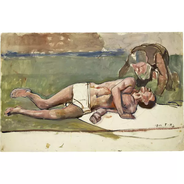 Ferdinand Hodler — Vorstudie zum Bild "Der barmherzige Samariter" — Galerie Kornfeld