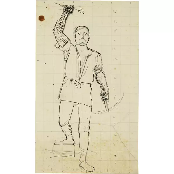 Ferdinand Hodler — Vorstudie zum Bild "Älpler mit Armbrust" — Galerie Kornfeld