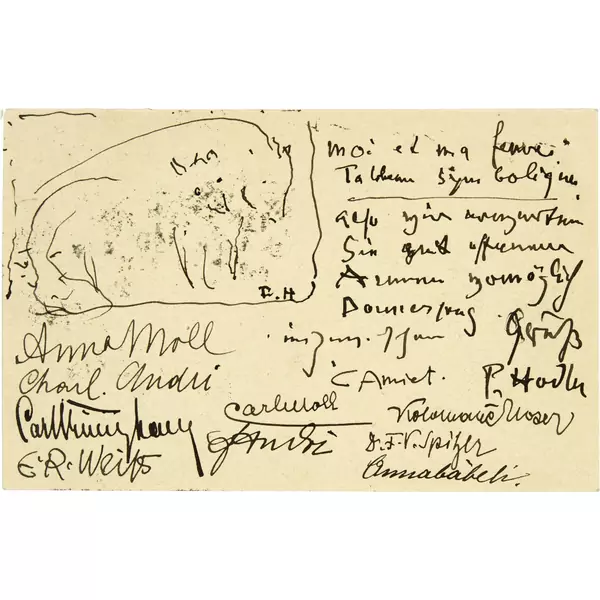 Ferdinand Hodler — Moi et ma femme. Tableau Symbolique. Postkarte — Galerie Kornfeld
