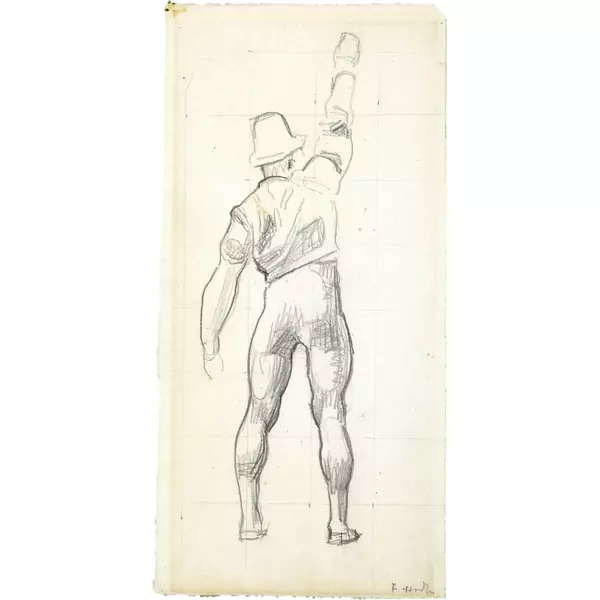 Ferdinand Hodler — Skizze zu "Einmütigkeit, Schwörender" — Galerie Kornfeld