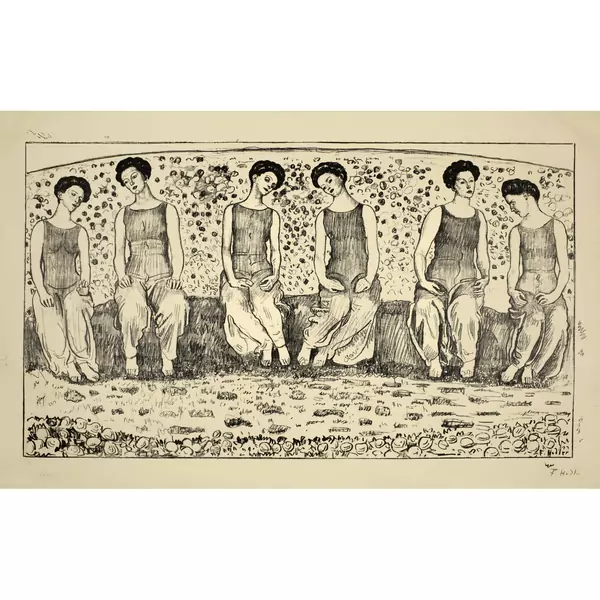 Ferdinand Hodler — Die Heilige Stunde mit sechs Figuren — Galerie Kornfeld