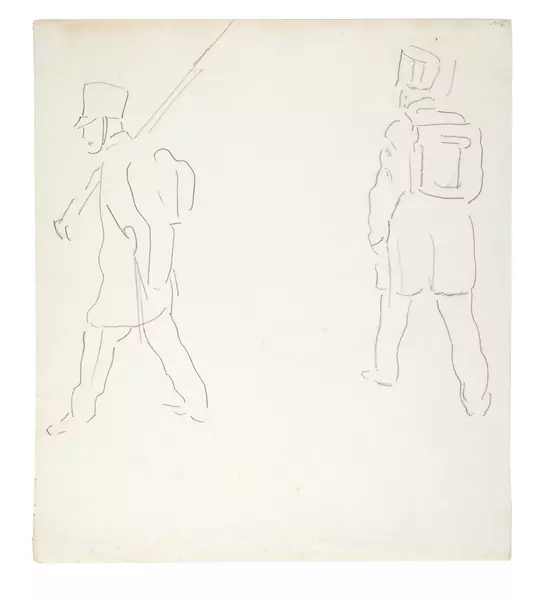 Ferdinand Hodler — 2 Studien zu "Auszug der deutschen Studenten in den Freiheitskrieg von 1813" — Galerie Kornfeld
