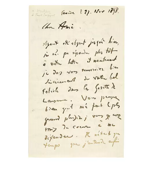 Ferdinand Hodler — Handschriftlicher Brief — Galerie Kornfeld