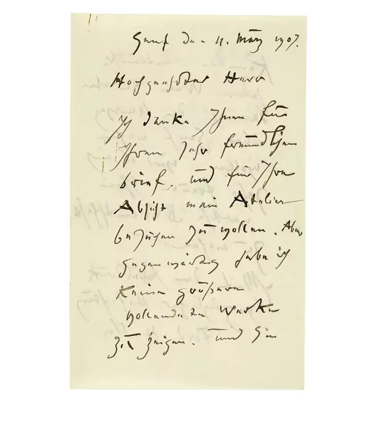 Ferdinand Hodler — Handschriftlicher Brief an Prof. Paul Eltzbacher — Galerie Kornfeld