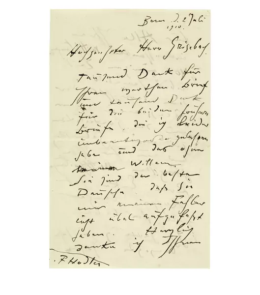 Ferdinand Hodler — Handschriftlicher Brief an Eberhard Grisebach — Galerie Kornfeld
