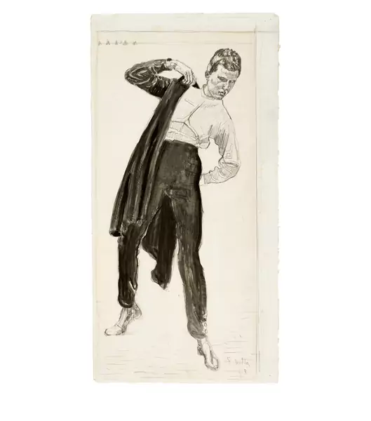 Ferdinand Hodler — Auszug der deutschen Studenten in den Freiheitskrieg von 1813, Studie zu Einzelfigur — Galerie Kornfeld