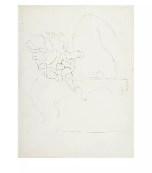 Ferdinand Hodler — Studie zu "Die Schlacht bei Murten, Burgundischer Ritter" — Galerie Kornfeld