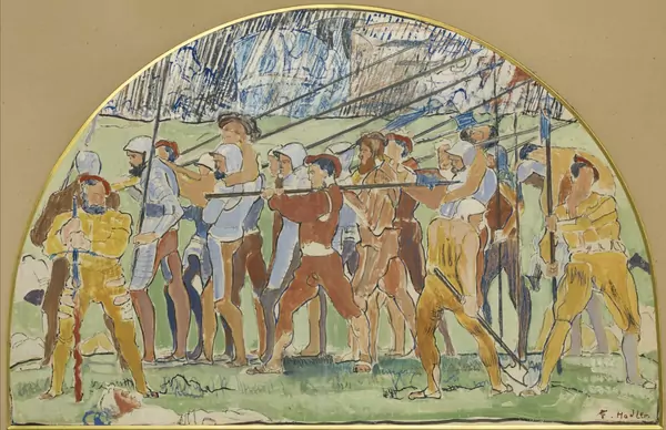 Ferdinand Hodler — Rückzug von Marignano (Kompositionsstudie zum dritten Karton)