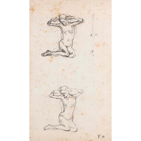 Ferdinand Hodler — STUDIE ZU 'DER TAG' - recto STUDY FOR 'THE DAY' - front STUDIE ZU 'MARIGNANO-KRIEGER' - verso STUDY FOR 'MARIGNANO WARRIOR' - back