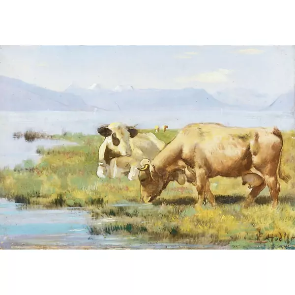Ferdinand Hodler — KÜHE AM SEEUFER COWS AT LAKESHORE