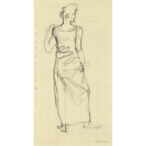 Ferdinand Hodler — STUDIE ZUR ZWEITEN FIGUR VON LINKS DES GEMÄLDES 'JÜNGLING VOM WEIBE BEWUNDERT' STUDY FOR THE SECOND FIGURE FROM THE LEFT OF THE PAINTING 'YOUTH ADMIRED BY A WOMAN'