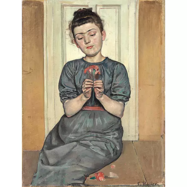 Ferdinand Hodler — DIE BLUMENBINDERIN (MÄDCHEN MIT NELKE) GIRL ARRANGING FLOWERS (GIRL WITH CARNATION)