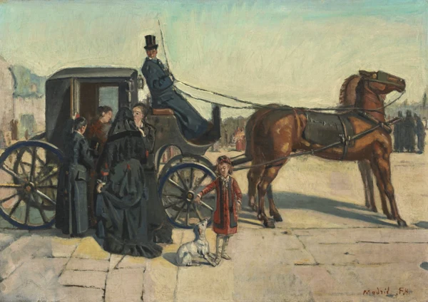 Ferdinand Hodler — Zweispänner Kutsche auf Platz in Madrid