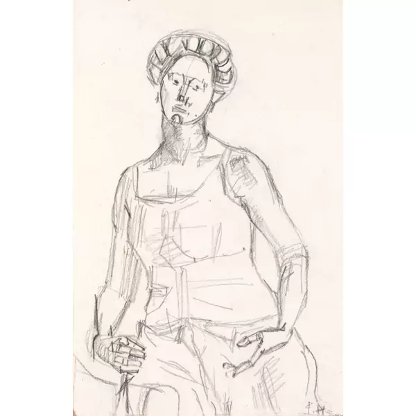 Ferdinand Hodler — FIGURENSTUDIE ZU "HEILIGE STUNDE" - recto STUDY FOR "HOLY HOUR" - recto ABKLATSCH DER FIGURENSTUDIE ZU "HEILIGE STUNDE" - verso RIP-OFF OF STUDY FOR "HOLY HOUR" - verso