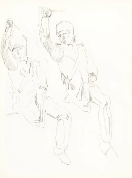 Ferdinand Hodler — ZWEI KAVALLERIE-OFFIZIERE, STUDIE ZU 'JENA'TWO CAVALRY OFFICERS, STUDY TO 'JENA'