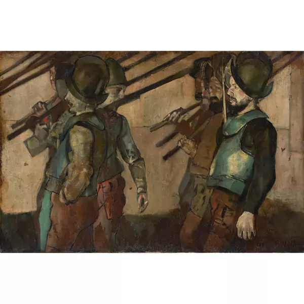 Ferdinand Hodler — DEUX RANGS DE SOLDATS DU CORTÈGE DE L'ESCALADE, 1886TWO ROWS OF SOLDIERS OF THE PROCESSION FOR THE ESCALADE (PARADE FOR THE SUCCESSFUL DEFENCE OF GENEVA AGAINST THE SAVOYS IN 1602), 1886