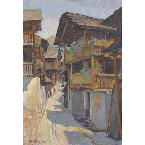 Ferdinand Maire — Sommerliche Strassenpartie in Grimentz.