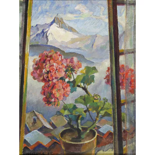 Ferdinand Maire — Geranien am Fenster.