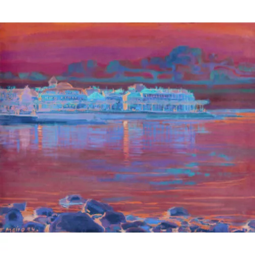Ferdinand Maire — Blick auf Neuchâtel mit dem Beau-Rivage Hotel.
