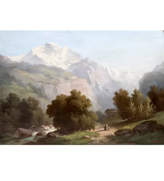 Ferdinand Sommer — Jungfrau mit Bergbach — Galerie Kornfeld