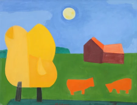 Landschaft mit roten Kühen, 1982