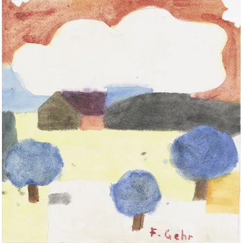 Ferdinand Gehr — Landschaft mit Bäumen und Bauernhof.
