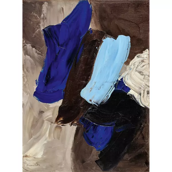 "Harmonie en bleus, gris et bruns"