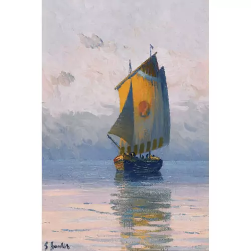 Segelschiff im Abendrot