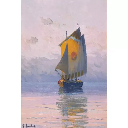 Segelschiff im Abendrot