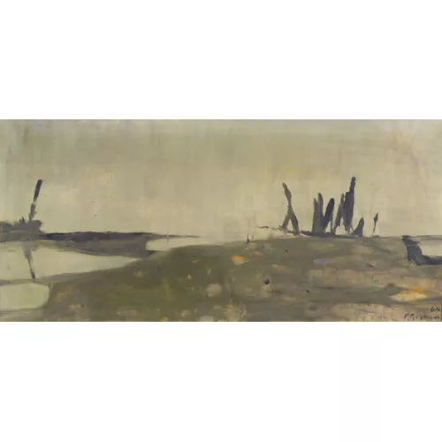 Fernand Giauque — Abstrahierte Seeuferpartie in Grün.