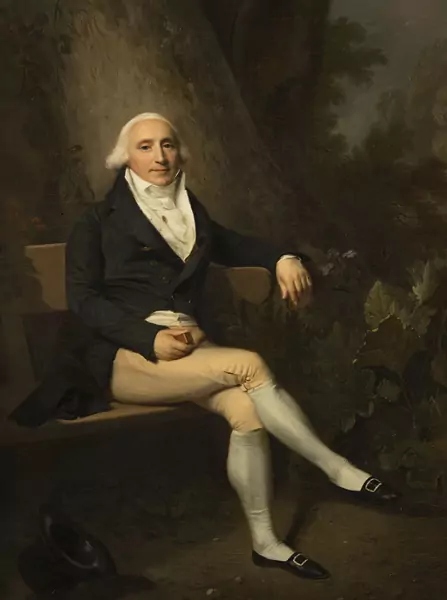 Portrait d'homme assis sur un banc