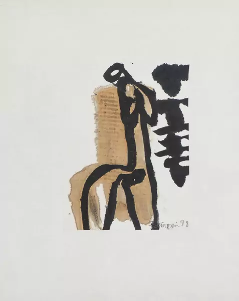 Francine SIMONIN (1936-2020), "L'homme assis", encre et aquarelle — DognyAuction
