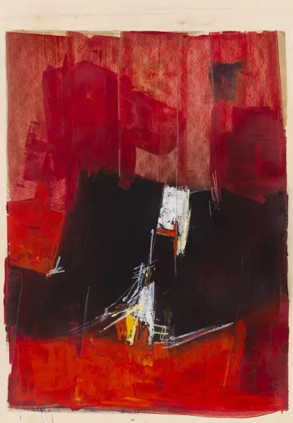 Francis Bott — Composition au fond rouge