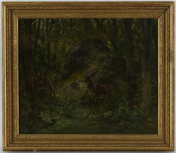 François-Adolphe Grison — François Adolphe Grison (1845-1914), \\Cerfs dans la