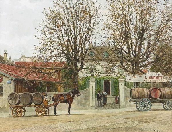 François-Adolphe Grison — La rue de la Mairie aux Eaux-Vives.