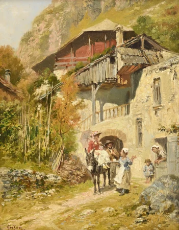 Rue de village animée