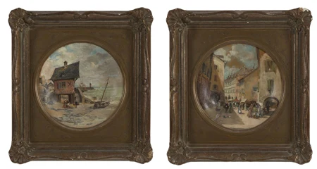 Scène de rue et bord de mer