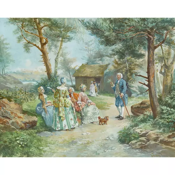 "Jean Jacques Rousseau donnant une leçon de botannique à Ermenonville"
