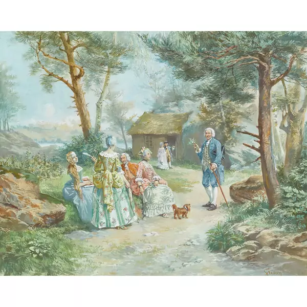 "Jean Jacques Rousseau donnant une leçon de botannique à Ermenonville"