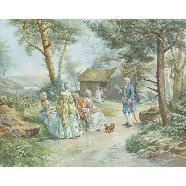 "Jean Jacques Rousseau donnant une leçon de botannique à Ermenonville"